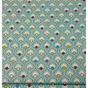 Nancy Halvorsen Curiosities Cotton Fabric 1/2 yard x 44" Turquoise Retro Print b